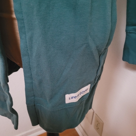 Life is Good Teal Hooded Cardigan - Picture 3 of 6